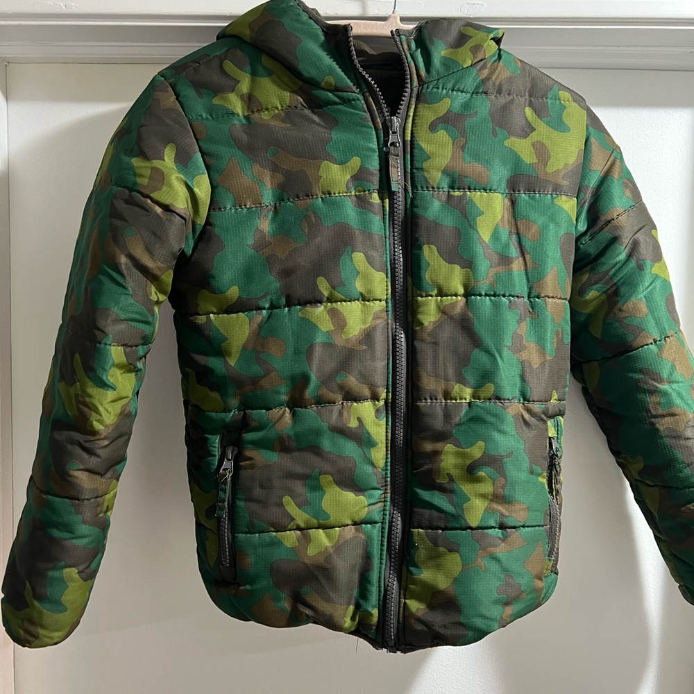 Kids Camouflage Fleece Lined Puffer Jacket